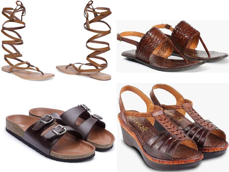 9 Best Women's Brown Sandals With Flat And High Heel Designs