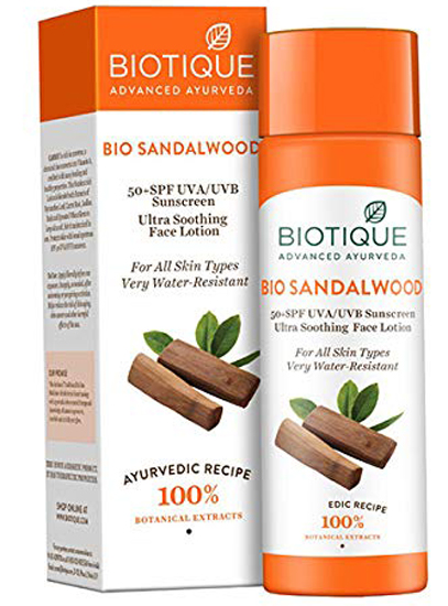 Biotique Bio Sandalwood 50+ Spf Uva Uvb Sunscreen Ultra Soothing Face Lotion
