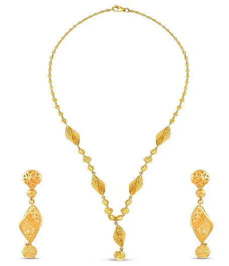 Gold Braided Beads Necklace Set