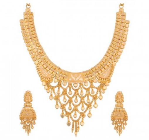 Gold Necklace Set With Links Design