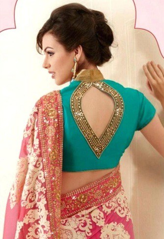 High Collar Blouse With Back Cut