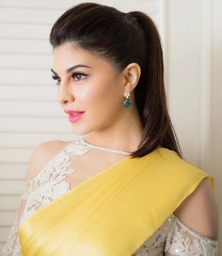 Simple High Pony Hairstyle with Saree