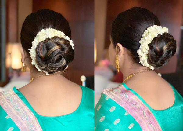 10 Traditional Bun Hairstyles for Saree with Flowers