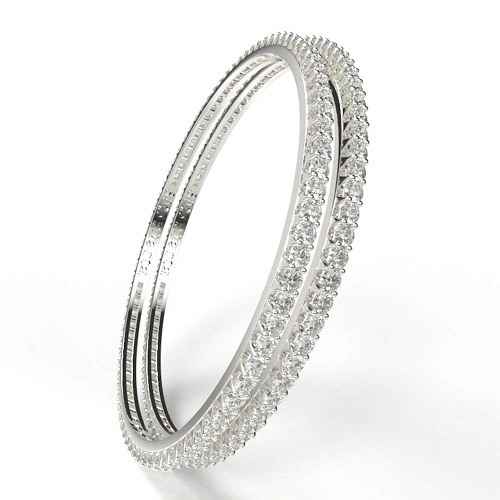 Stone Studded Silver Bangles