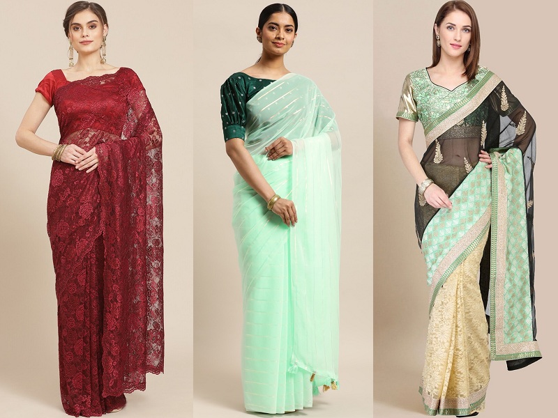 10 Splendid Designs Of Lace Sarees For Trending Look