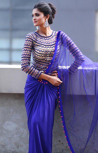 12 Awesome Plain Saree with Designer Blouse Ideas