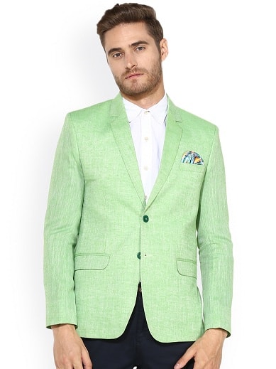 Green Linen Blazer Men