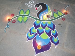 30+ Beautiful Peacock Rangoli Designs – Latest Collection 2023!!