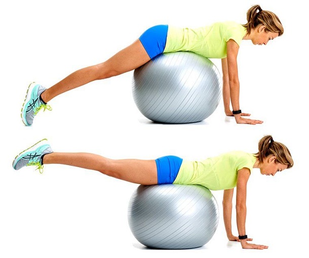 Bent knee Swiss Ball Reverse Hip Raise 12 Best Exercises To Reduce Saddlebags Quickly At Home