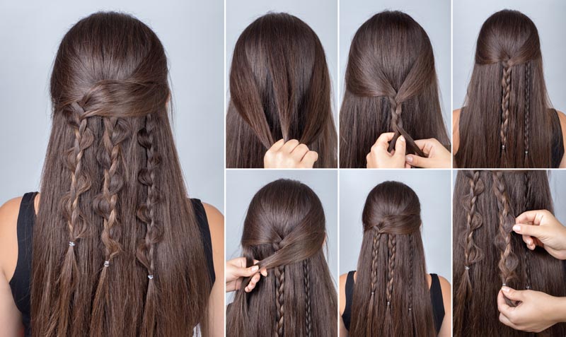 Straight Hair Braid with Gown