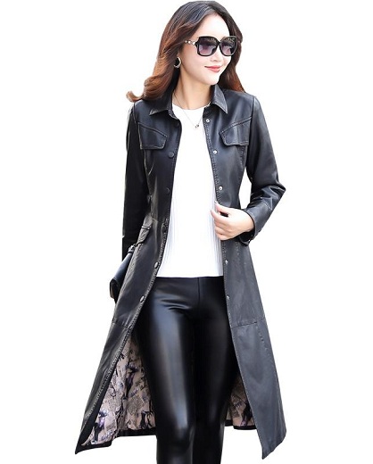 Long Leather Blazer Women