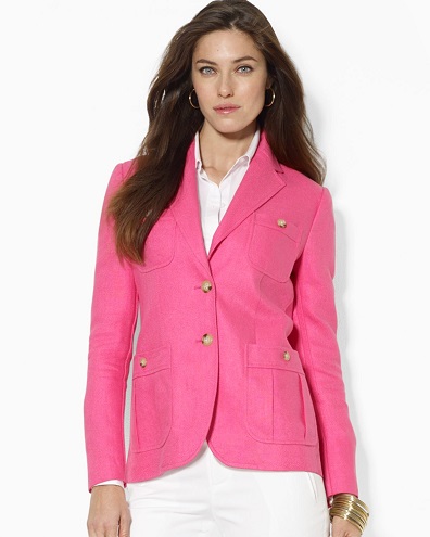 Pink Linen Blazer Women's
