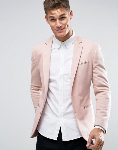 Pink Casual Blazer Men