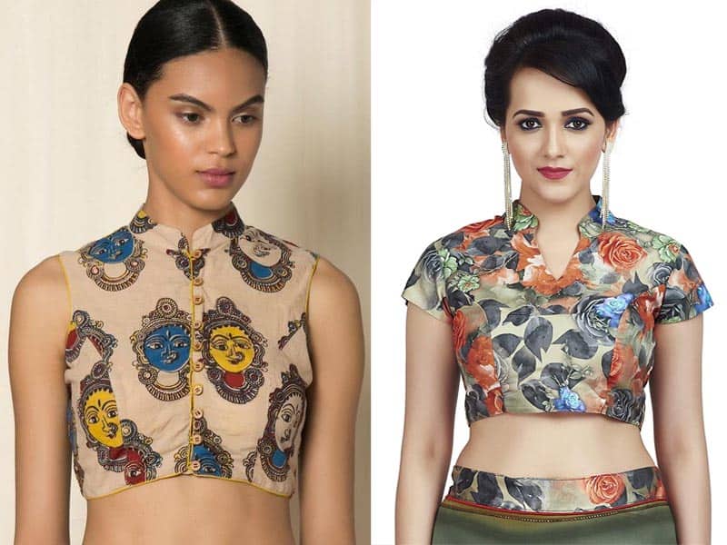 20 High Fashion Printed Blouses With Trendy Neck Designs