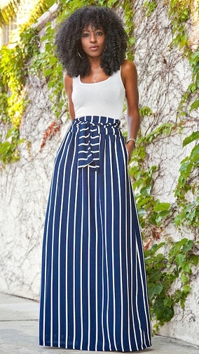 white striped skirt outfit