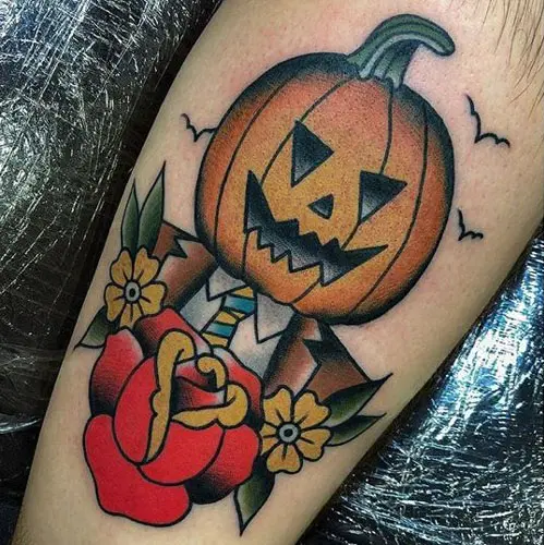 60 Pumpkin Tattoos For Men  Jack O Lantern Design Ideas  Pumpkin tattoo Lantern  tattoo Halloween tattoos