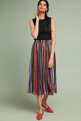 striped skirt flowy
