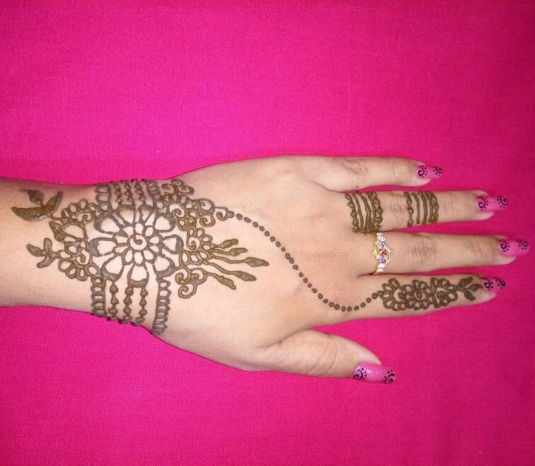 Beautiful Ring Back Hand Mehndi