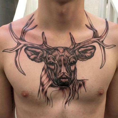 Best Deer Tattoo Design on chest