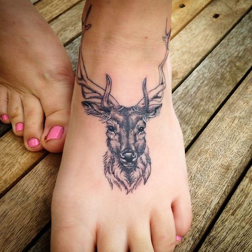 Best Deer Tattoo Design on foot