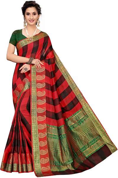 Black And Red Cotton Saree