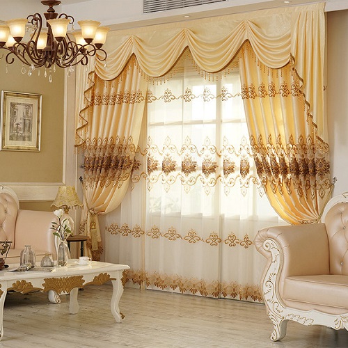 European Curtain Style For Drawing Room