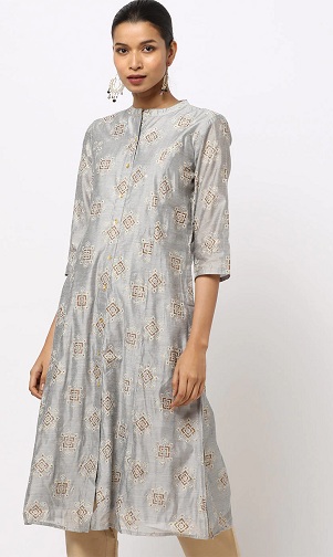 Party Wear Kurti With Straight Cut and High Neck