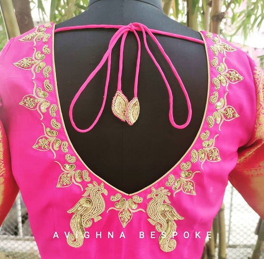 Pink and Gold Blouse Designs