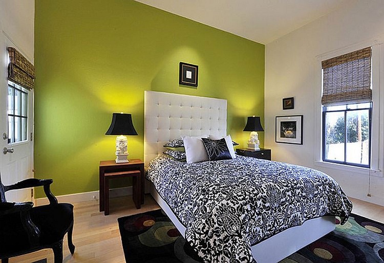 Single Wall Color Painted Bedroom Interiors