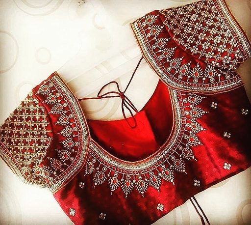 Wedding Blouse Designs With Stone Work