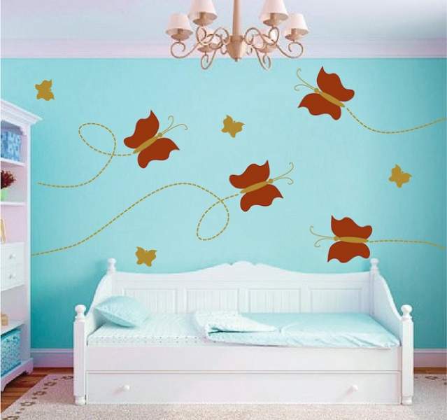 butterfly wall design for bedroom