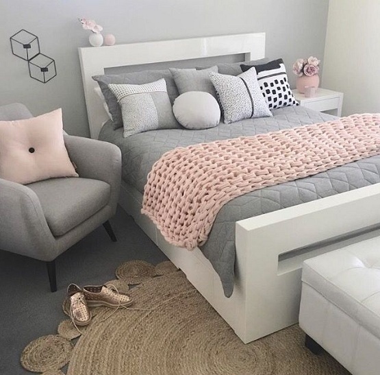 Pink And Grey Teenage Girl Bedroom