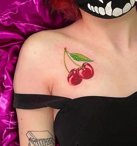 Tattoo Style Sticker Of Cherries Stock Illustration  Download Image Now   Cherry Sticker Tattoo  iStock