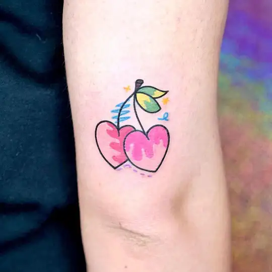 Cherry and hearts tattoo design  Cherry tattoos Vintage flower tattoo  Flower tattoos