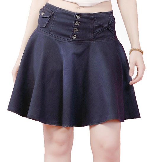 Denim Mini Flared Skirt