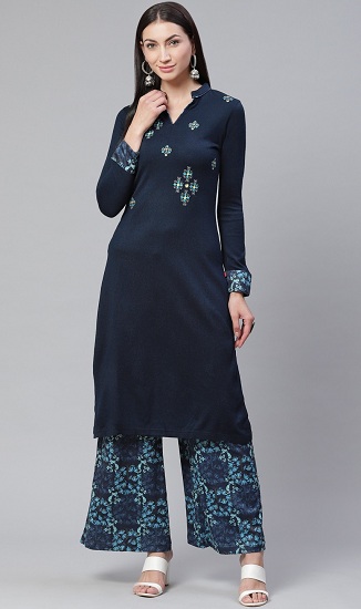 Buy Viralee Retail Womens Latest Fashion Leaf Design Woolen Winter Wear  Kurti ColorDark GreyMedium at Amazonin