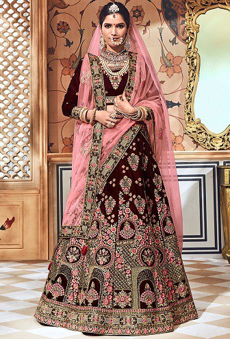 Maroon Color Wedding Lehenga with Gold Color Net Dupatta | Latest bridal  lehenga, Indian bridal wear, Bridal lehenga collection