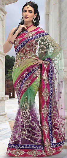 Multi Colour Net Saree