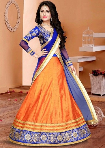 Pin by Nilanjana Dey on Lehenga | Half saree designs, Combination dresses,  Lehenga color combinations