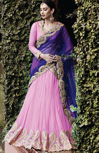 Pakistani Purple Lehenga with Choli and Dupatta Dress Online – Nameera by  Farooq