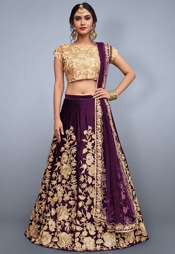 Beige with Purple Ruffle Style Designer Lehenga – BharatSthali