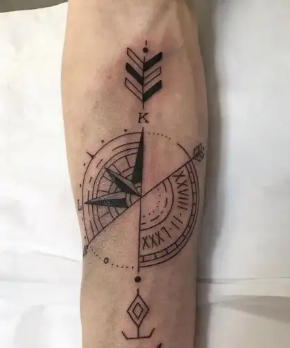 Compass Half Sleeve Temporary Tattoos For Women Men Adult Black Cross Tattoo  Sticker Realistic Fake Lion Tatoo Bird Clock Flower  Temporary Tattoos   AliExpress