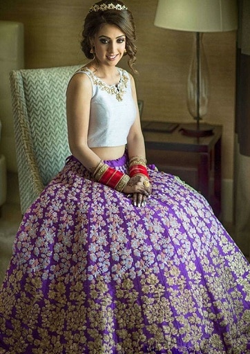 Designer Purple Pakistani wedding Frill long Trail lehenga with kurti and  Embellishment -