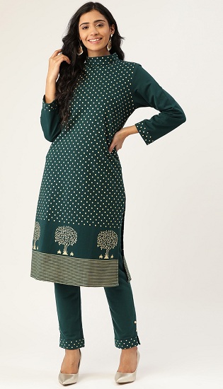 Green Embroidered Pashmina Kurti  Sairas Boutique