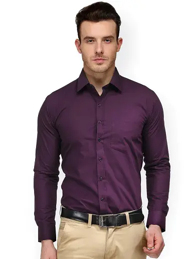 Whitive Mens Solid Color Satin Slimming Embroidery Silky Shirt Tops 