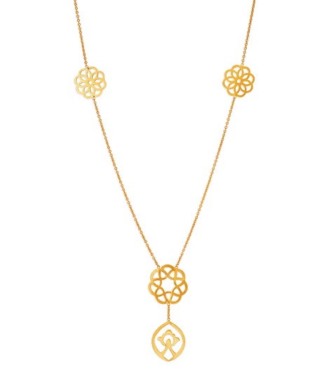 Gold Chain With Attached Floral Pendants