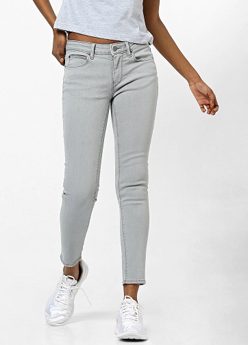 Grey Mid-Rise Ankle Length Jeans