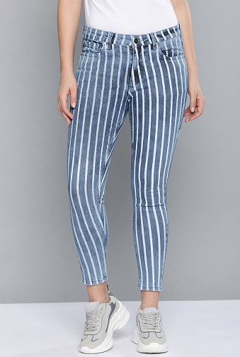 Mid-Rise Striped Jeans