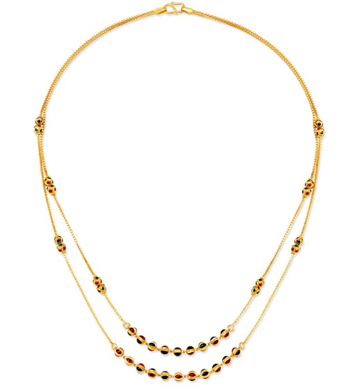 Two-Tiered Black Bead Gold Chain