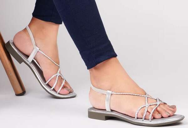 Women's Strap Silver Sandals